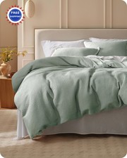 Bedsure Cotton Duvet Cover King Maroon Red 104x90 3 Pieces Bedding Set