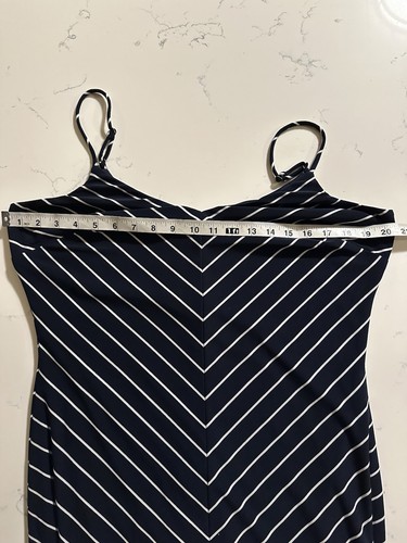 Lauren Ralph Lauren LRL Chevron Jersey Maxi Dress Navy Stripe Straps Classic 14 - Picture 17 of 18