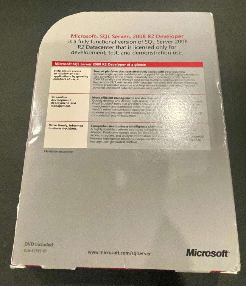 Microsoft SQL Server 2008 R2 Developer Retail Box with Product Key - Image 2 of 4