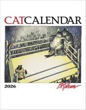 Mini Wall Calendar 2026, B. Kliban: Cat Calendar Art, 12 Months, Grid Design Fea