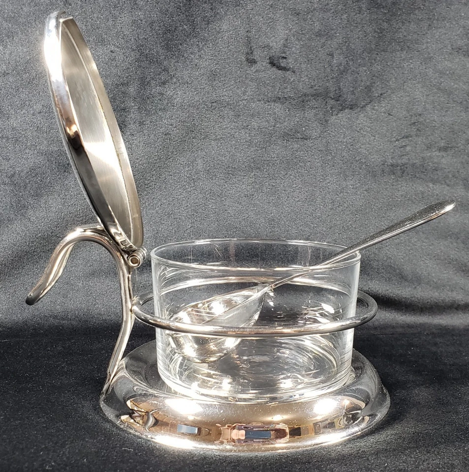 Tazón de queso de caja y barril plato de acero inoxidable tapa abatible tazón de vidrio extraíble Foto 2 de 4