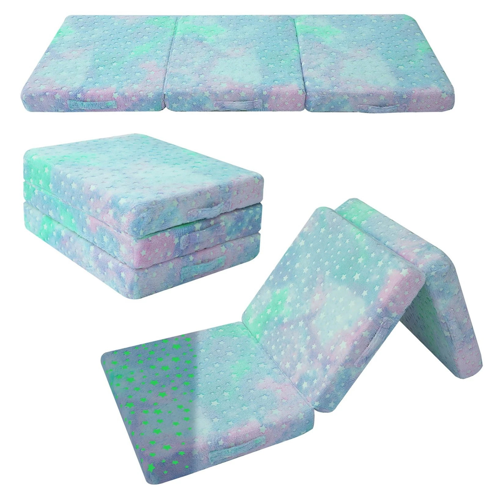 Foldable Floor Mattress for , Glow Star Trifold Mat, Folding Mattress Portabl...