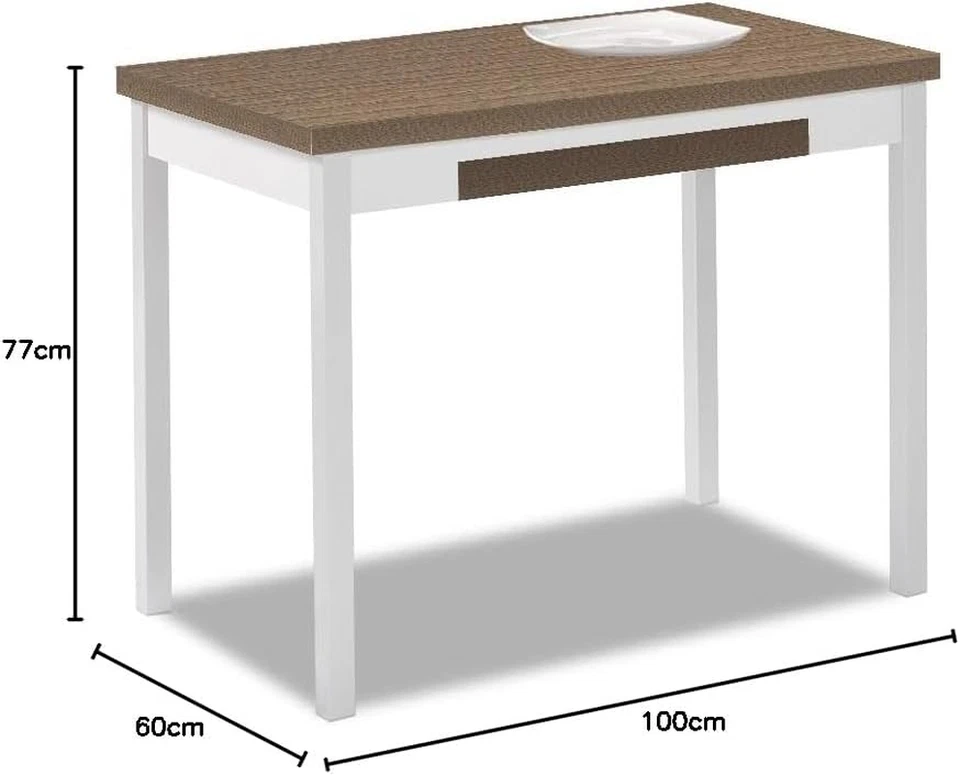 Alas Laminado Tavolo Da Cucina, Metallo, Rovere Tenesse, 100 X 60 Cm - Immagine 3 di 4