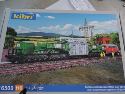 Kibri 16500 Bausatz Schienentiefladewagen MAN Spedition Kübler in  OVP (MS600)