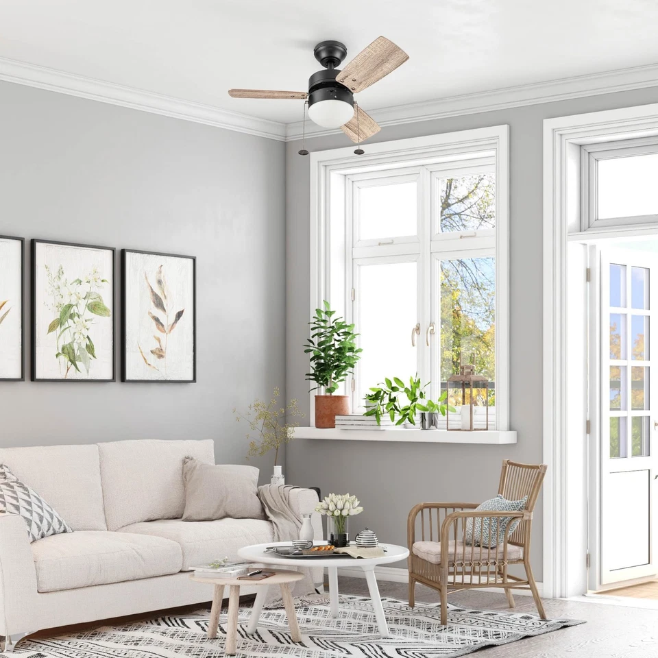 Rawling, 30 Inch Contemporary Indoor LED Ceiling Fan with Light, Pull Chain, ... - Image 2 of 4