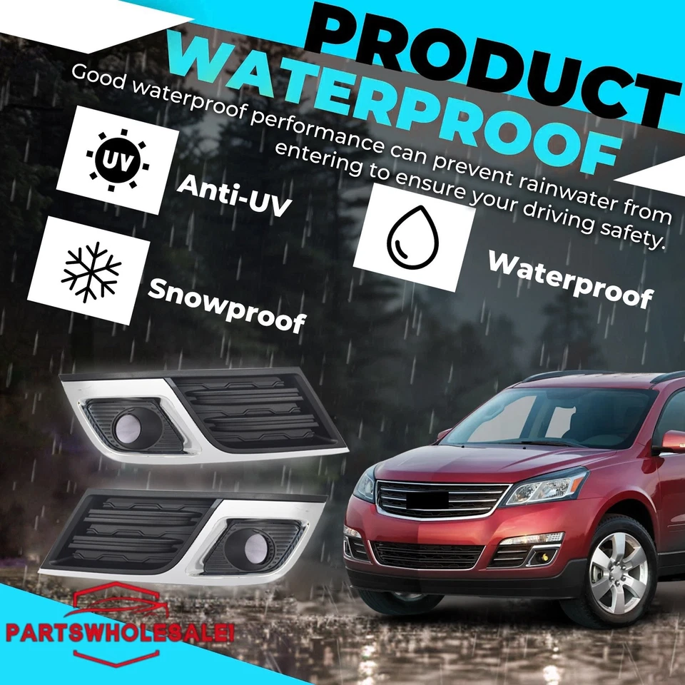 Fits 2013-17 Chevy Traverse Front Fog Light Bezel Cover Pair GM1039148,GM1038148 Foto 3 de 4