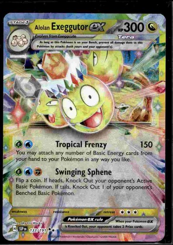Alolan Exeggutor ex 133/191 Double Rare Surging Sparks Pokemon Holo Near Mint