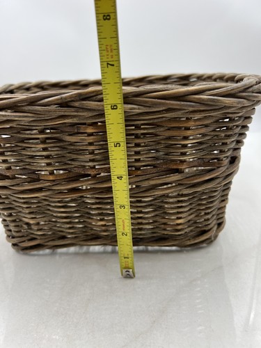Rectangular Woven Storage Basket Rattan Organizer Bin with Handles 11x11x6in Rus - Picture 8 of 10