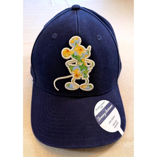 Tommy Bahama Disney Mickey Mouse Floral Navy Blue Low Crown Baseball Cap Hat NEW