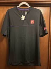 Uniqlo DRY-EX Roger Federer Black Purple Tennis Top Size US Adult Large