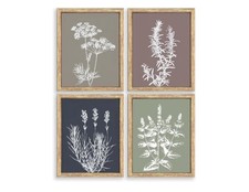 Framed 8x10" Boho Wall Art Set of 4 Wooden Wall Art for Rustic Vintage Farmhouse
