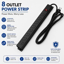 8 Outlet Heavy Duty Power Strip Surge Protector 14AWG 1.5M UL certified