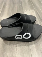 OOFOS Ooahh SPORTS Flex SLIDES SANDALS in Black W 11 Sz 42 M 9 Logo