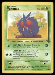 Venonat 63/64 Jungle Common Pokemon Card