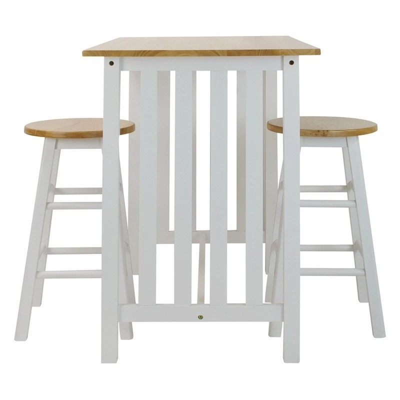 3 Piece Solid Wood Breakfast Cart Set W/ Pub Table & Stools Small Spaces New - Image 4 of 4