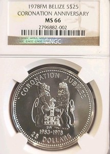 Belize 1978 25 Dollar Superb Gem SP Strike Mtg 352 Few Released NGC66PQ