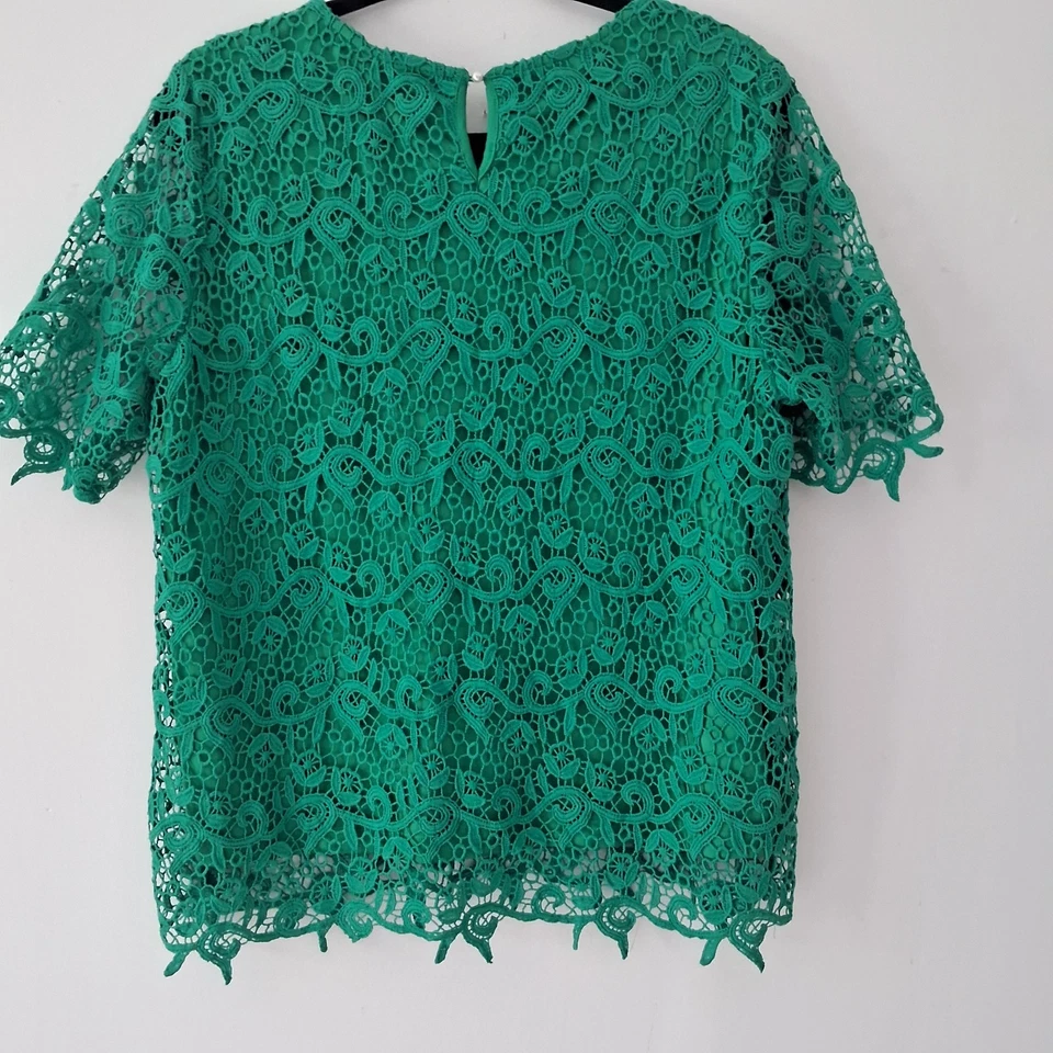 Blusa forrada de encaje verde Kelly Philosophy para mujer talla L Foto 2 de 4