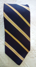 Brooks Brothers Men's 100 Silk Navy Blue/Yellow Striped Tie GOOD 3.5