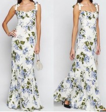 NWT Reformation Jasen Maxi Dress Riviera Print With Blue Floral Design Size 12