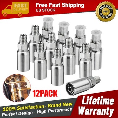 12x Hydraulic Hose Fittings, 3/8'' I.D. Hose x 1/4'' NPTF Male w/ Protection Cover