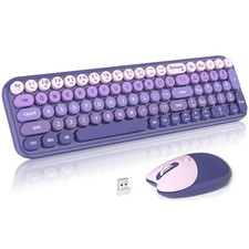 Wireless Keyboard and Mouse Combo, Portable Retro Keyboard with Compact Size,...