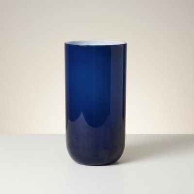 Kaj Franck Purtilo Vase Cobalt Blue Cased Glass 6'' Finland Scandinavian Flair