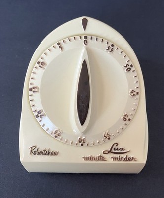 Vintage 1960 Robertshaw Lux 60 Minute Minder Kitchen Timer CAT 1929 Made In USA