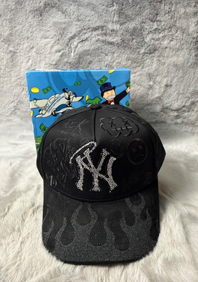 Belico Hats Rhinestone Black NY Yankees Cap Barbed Wire  display picture 1