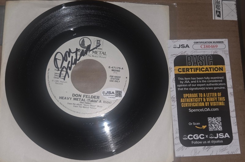 don felder signed 45 heavy metal radio station copy rare jsa