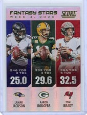2021 Score Football #FS4 Tom Brady Aaron Rodgers Lamar Jackson Gold Zone #'d /50