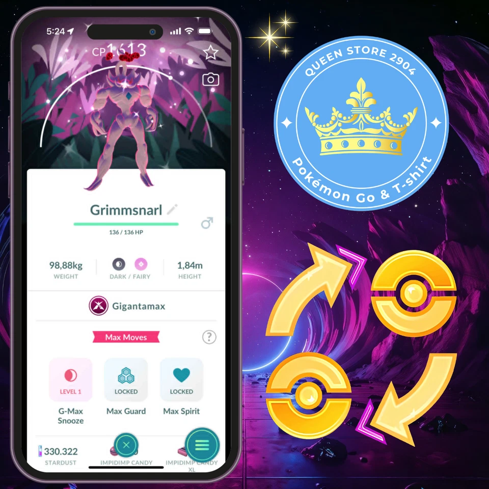 Pokémon—GO – Shiny Gigantamax Grimmsnarl—Background Go Wild Area 2025—Digital