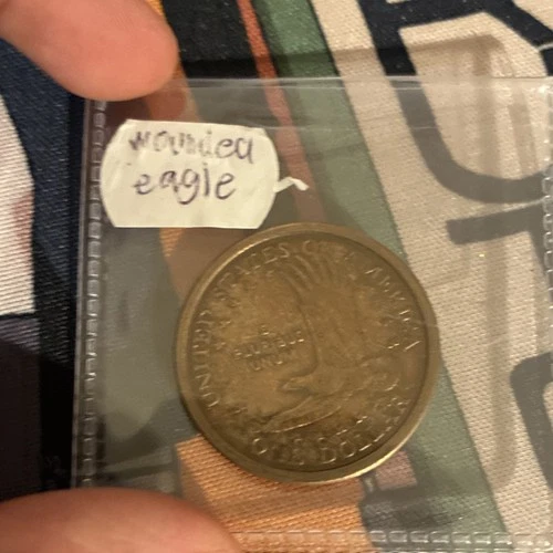 Sacagawea Dollar 2000 Wounded Eagle Error $1 Golden Coin Circulated Uncertified