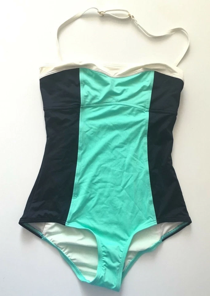 Kate Spade Parrot Bay Color Block Pool Green Halter One Piece Swimsuit Size M - Image 4 of 4