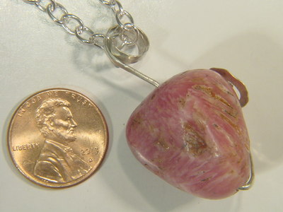 Collier Pendentif Rhodochrosite Martelé - Argent Sterling - BUTW Neuf Avec étiquettes