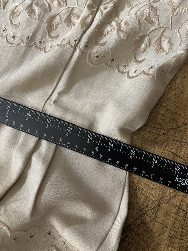 Vestido Meg Madison NY Vintage Lino Bordado Sin Mangas Hecho en Unión Talla 16 - Imagen 12 de 12