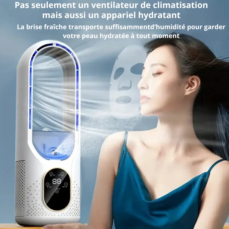 Ventilateur Sans Pales Portable USB Rafraîchissement Brume Glacée 6 Vitesses - Photo 3/4