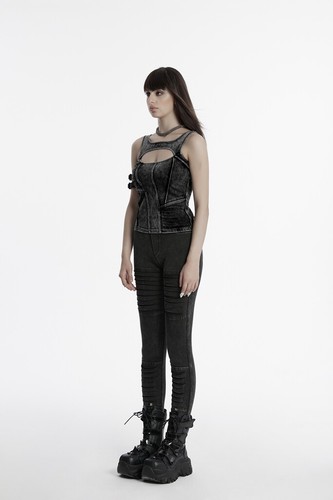 Punk Rave Women Black Gothic Apocalypse Punk Knitted Jeans Slim Fit Pants - 第 10/21 張圖片