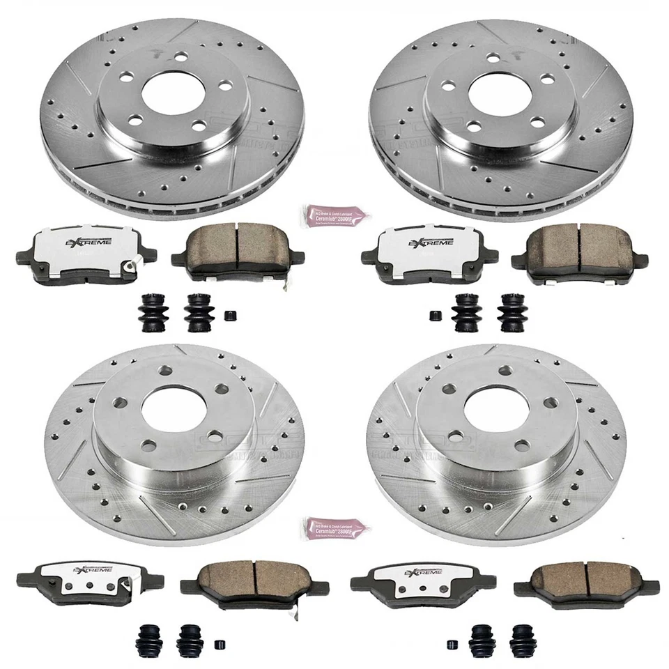 K1618-26 Powerstop discos de freno y kits de pastillas juego de 4 ruedas delanteras y traseras para Chevy Foto 3 de 4