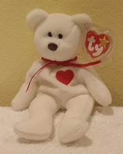 Ty Beanie Babies Valentine's Valentino Bear PVC PELLETS 1993 Great Tag Protector