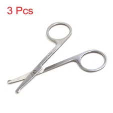 3pcs Round Tip Nose Hair Eyebrow Trimmer Scissors Cutter Remover Cosmetic Tool