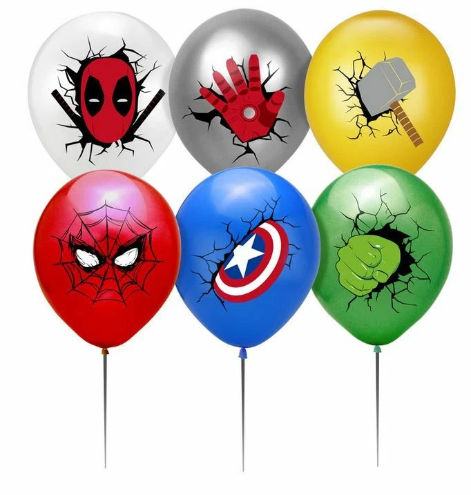 Superhero Marvel Avenger Batman Party Supplies Balloons Cake Topper Banner Set - image 2 of 4