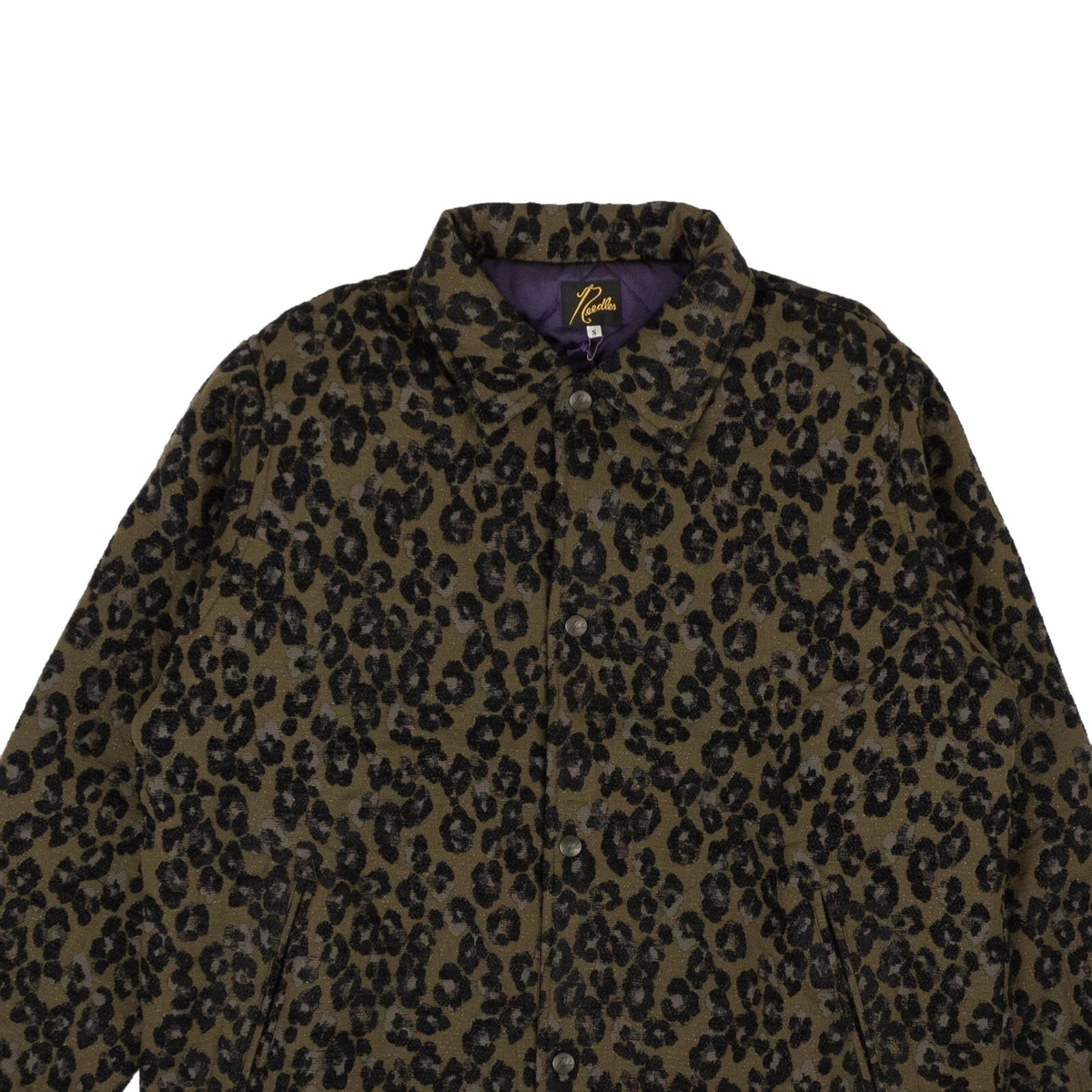 NWT NEEDLES Olive Green Polyester Leopard Coach Jacket Size S $630