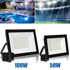 LED Flood Light 50W 100W Spotlight Security Garden Outdoor Lamp W/ US Plug