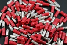 18-22 GAUGE VINYL BULLET MALE CONNECTOR 100 PK RED CRIMP TERMINAL AWG GA RVMB