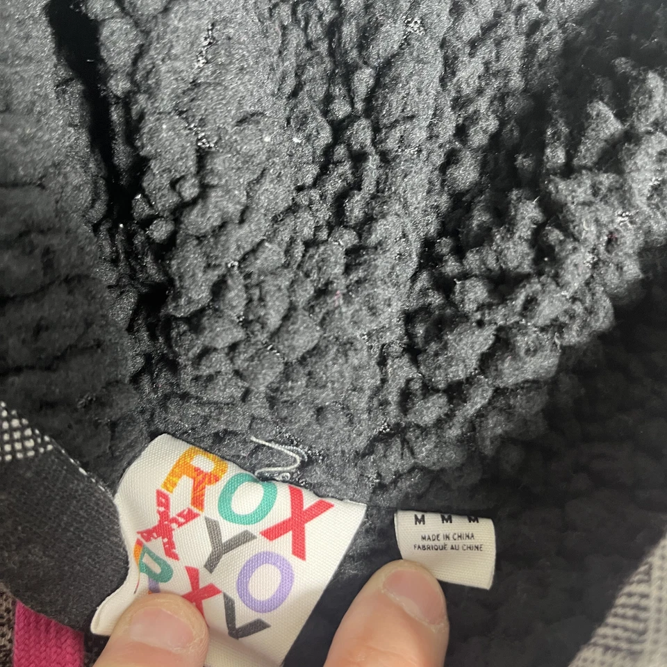 Sudadera con Capucha Roxy Acolchada a Cuadros Talla M Cremallera Frontal Gris y Negra #S167 Foto 3 de 4