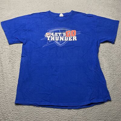 Oklahoma CIty Thunder NBA Blue Logo Jerzees Short Sleeve Shirt Mens XL