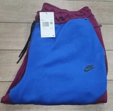 NWT Nike Men's Sportswear Tech Slim Fleece Pants Size XXL 2XL Sangria/Game Royal