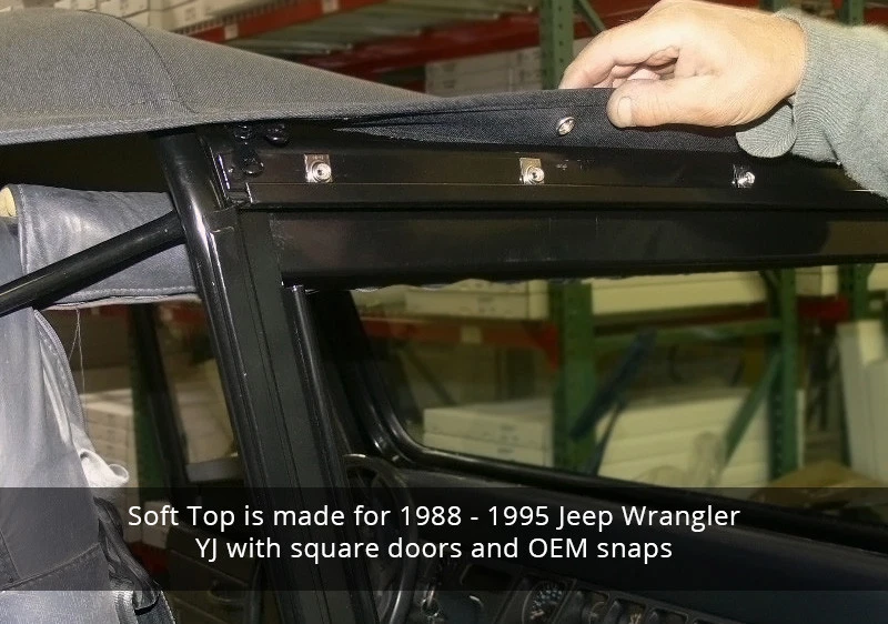 Jeep Soft Top for 88-95 Wrangler YJ w/Tinted Windows in Spice Denim - Image 2 of 3