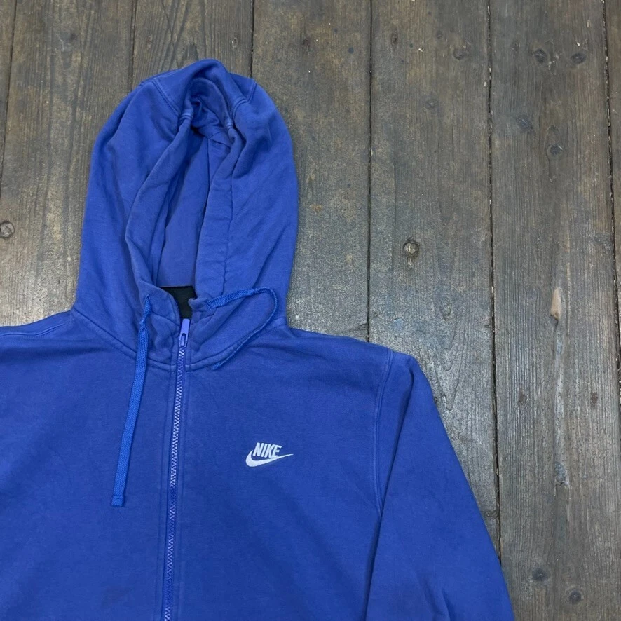Nike Hoodie Small Swoosh Y2K Full Zip Sports Sweatshirt Blue