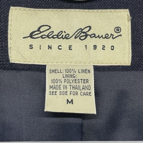 Eddie Bauer Linen Blazer Womens Medium Navy Blue Fully Lined Classic - Picture 4 of 12